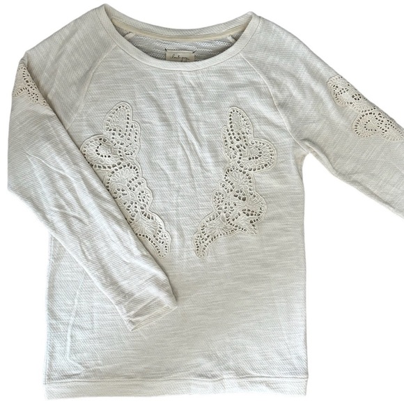 Loft Lou & Grey Crochet Lace Appliqué Cream Sweater sz XS excellent condition - Picture 1 of 13